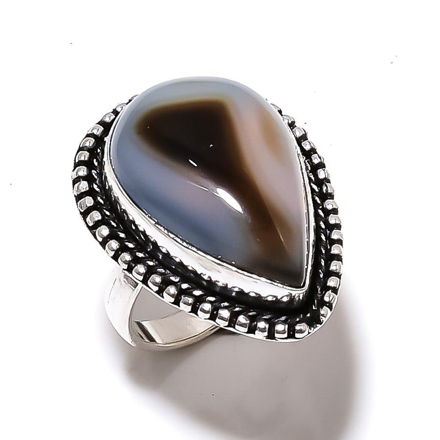 Banded Agate Gemstone Handmade 925 Sterling Silver Jewelry Ring Size 6.5 U2C97