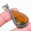 Seam Agate Gemstone 925 Sterling Silver Jewelry Pendant 2.01" A0t83