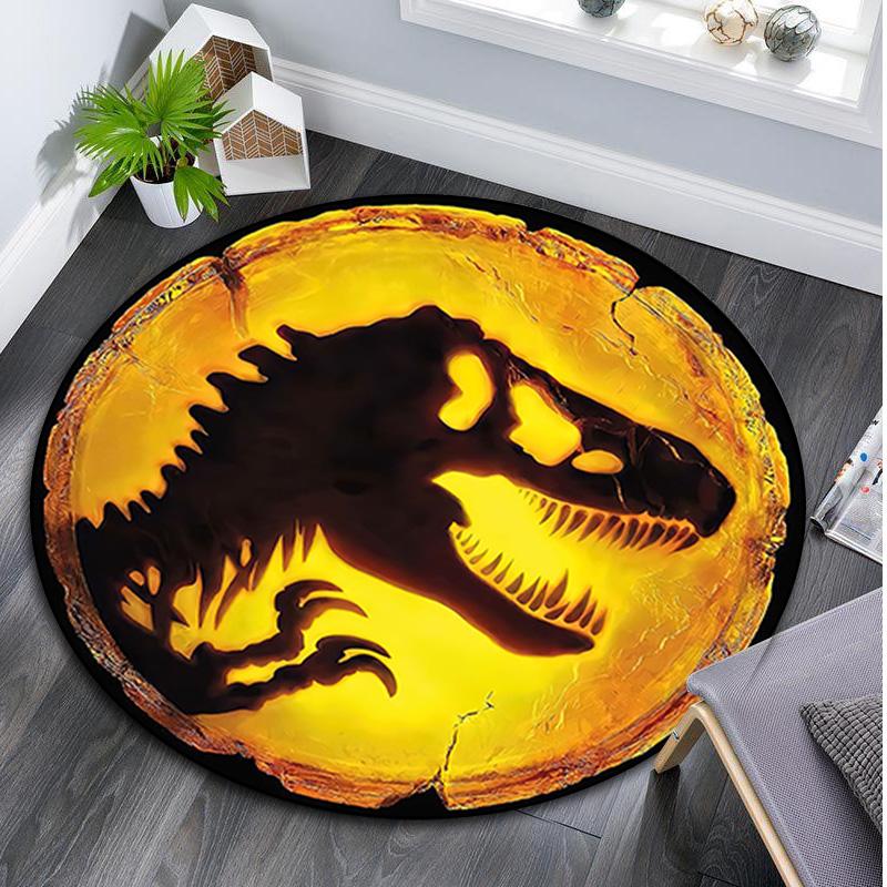 1Pc Jurassic Circular Rug - Office Decorative Carpet For Living Room Bedroom Door Mat Floor Rug Computer Chair Area Rug