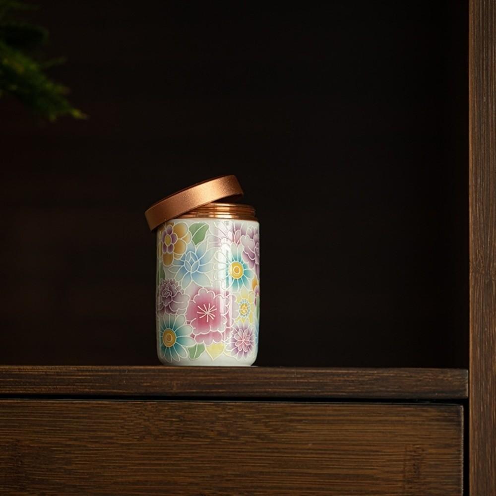 Mini Empty Tea Tin Can Ceramic Tea Packaging Box Flower Enamel Tea Canister  Home/Office/Travel
