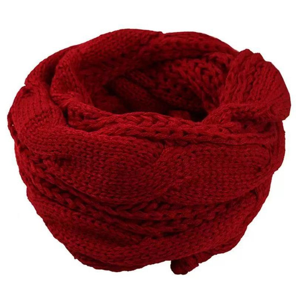 Winter Knitted Scarf Thickened Fleece Lined Warm Neck Warmer Cable Knit Pattern Soft Cozy for Cold Weather
