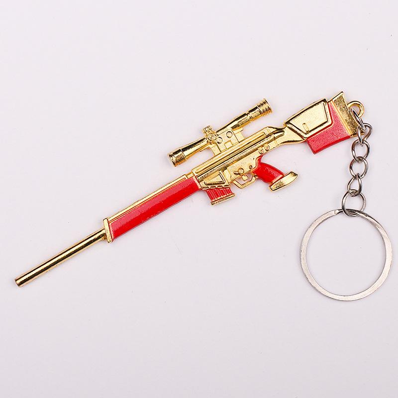 "12см брелок PUBG: Подарок: шлем 3-го уровня, сковорода и модель оружия 98KAWM.