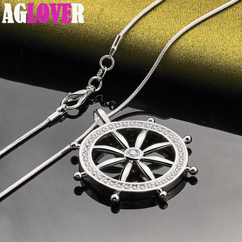 Ожерелье с круглым кулоном из стерлингового серебра 925 пробы с цирконом AAA, ювелирные изделия