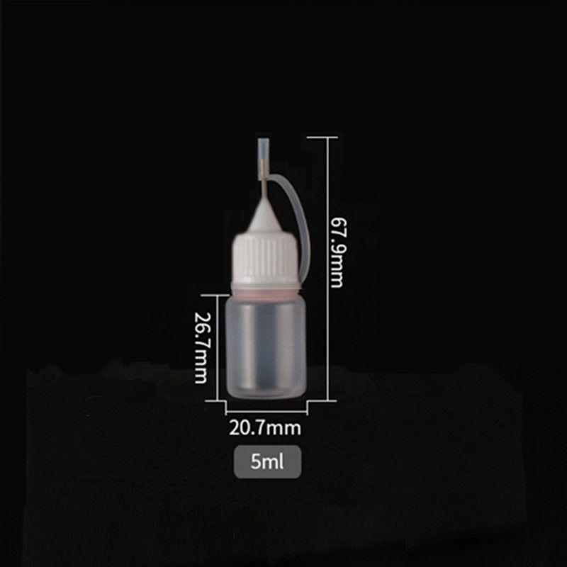 2/5Pcs 5Ml 10Ml 20Ml 30Ml 50Ml 60Ml 100Ml Pe Plastic Squeezable Tip Applicator Bottle Refillable Dropper With Needle Tip Caps