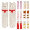 Пушистые зимние носки до щиколотки, милая вышивка животных, теплые носки, толстые пушистые плюшевые носки с мишкой и кошкой, термоноски для женщин, для сна, дома, отдыха
