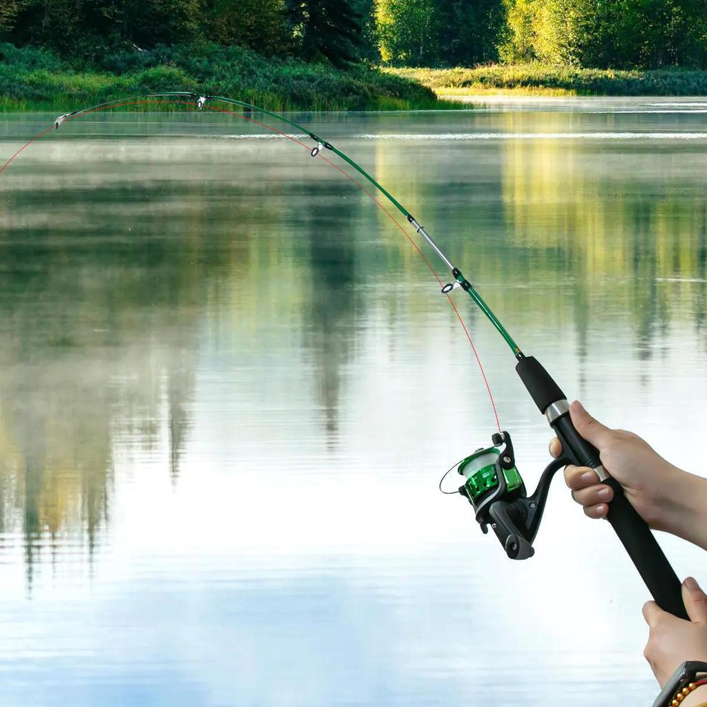 Двухсекционное удилище для ловли на приманку для начинающих: Портативное стекловолоконное удилище для дальних забросов и ловли рыбы