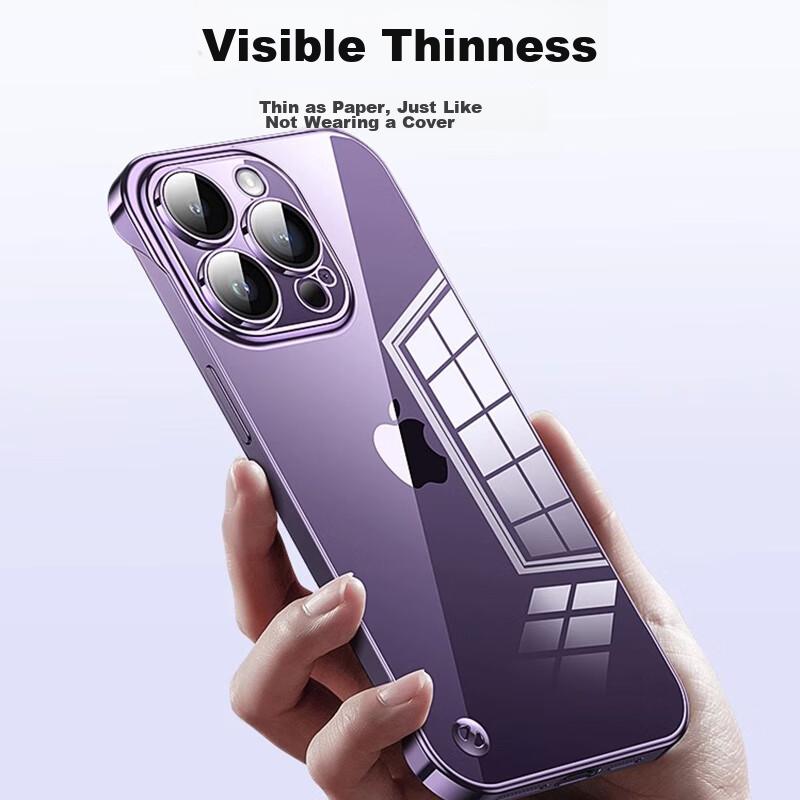 Yellowing Package CompensationIPhone 14 Case, Electroplated Borderless Transparent Heat Dissipation, High-Definition Anti-Drop Simple, Dark Purple