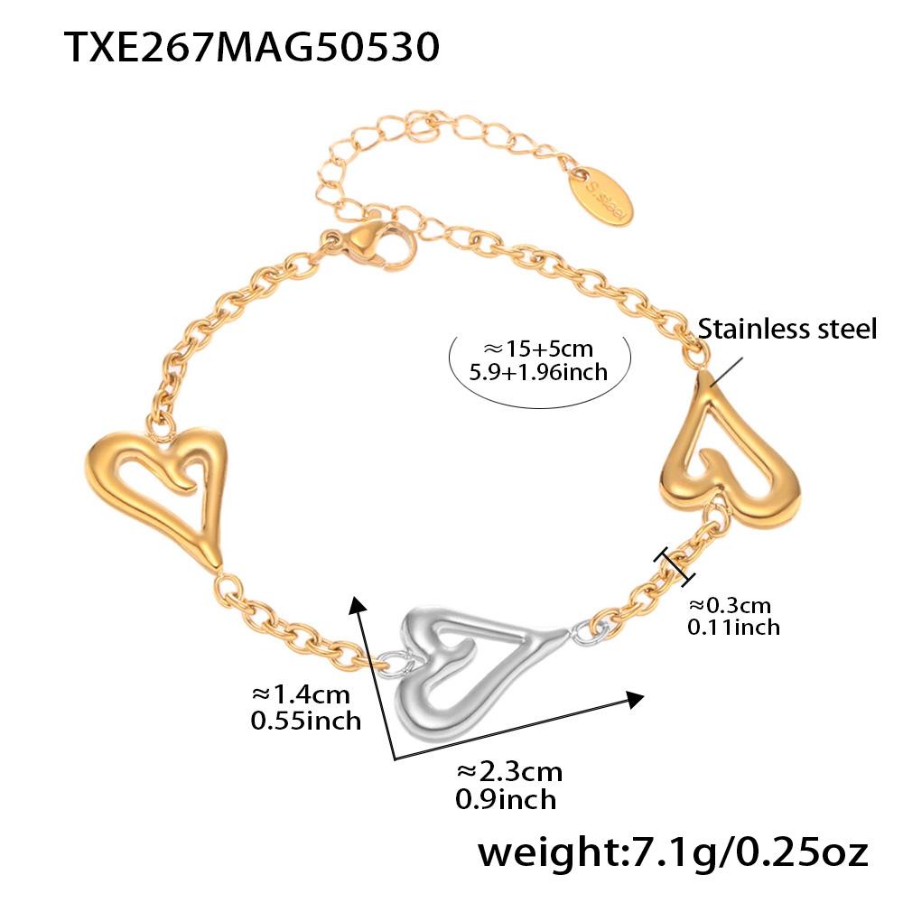Много сердечек Браслеты-ожерелья из нержавеющей стали с покрытием 18 карат Золотом Не тускнеющая цепочка Сочетающиеся браслеты для женщин