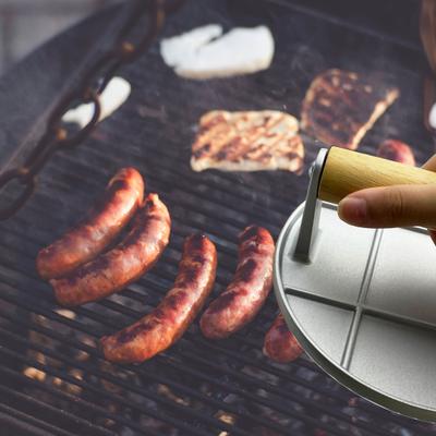 Пресс для мяса, термостойкая эргономичная деревянная ручка, пищевой чугун, круглый пресс для гамбургеров, кухонный инструмент, пресс для мяса