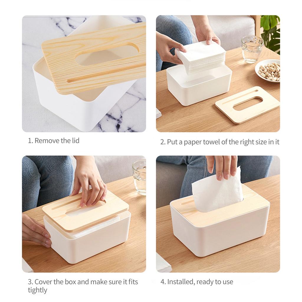 Paper Towel Dispenser Wood Tissue Box Cover Holder Countertops Bathroom Toilet Tissue Box Home Kitchen Paper Extraction