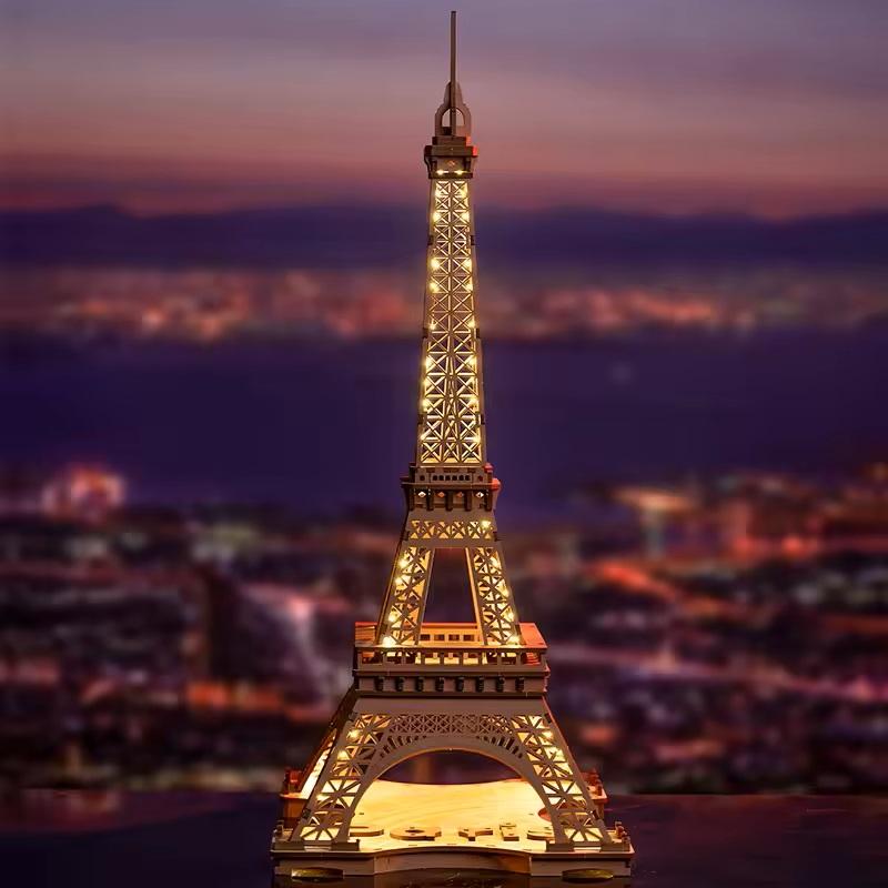 ROBOTIME Rolife Night of the Eiffel Tower 3D Wooden Puzzle TGL01