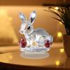 Clear Faux Crystal Bunny Figurine 2D Flat Acrylic Rabbit Table Sign for Home Office Garden Patio Desktop Decoration