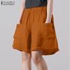ZANZEA Женские повседневные свободные шорты А-силуэта с эластичной резинкой на талии