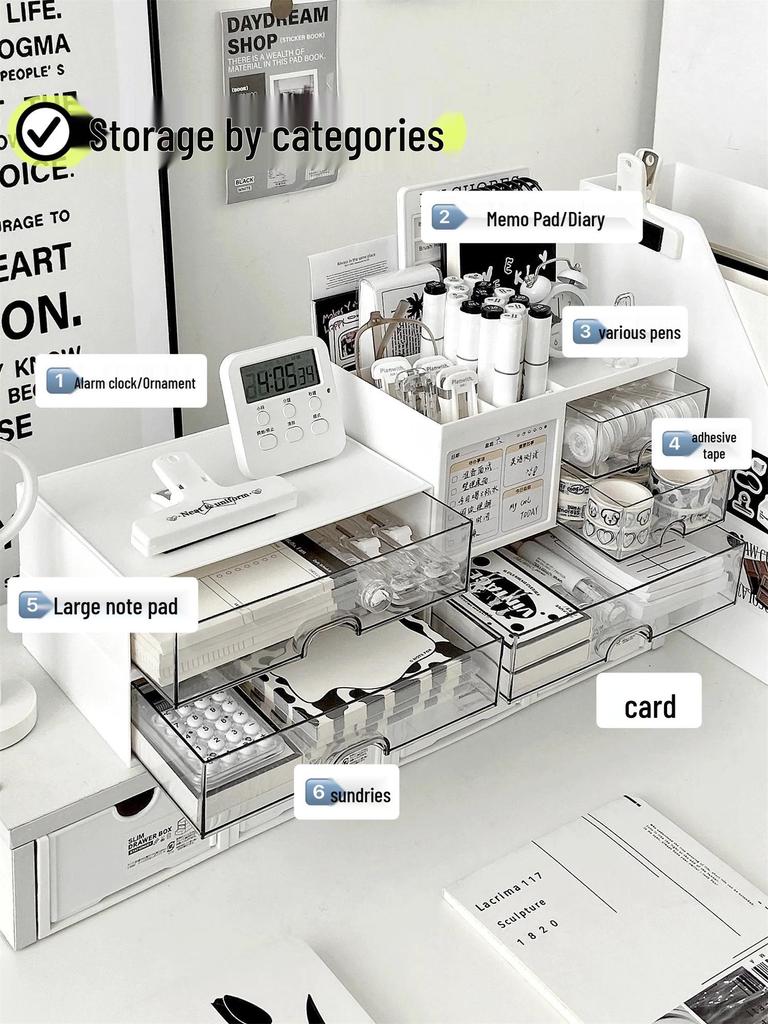 Acrylic Desktop Organizer: Drawer-Type Student Punch Clock & Pen Holder