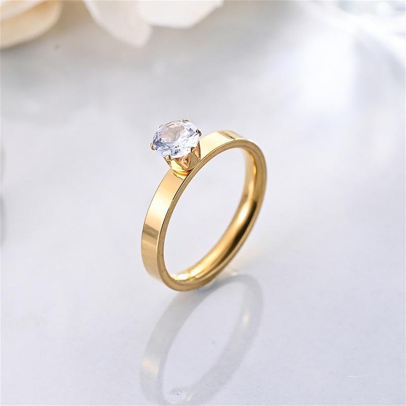 ins fashion titanium steel zircon ring for women, high-end shiny couple diamond ring Amazon