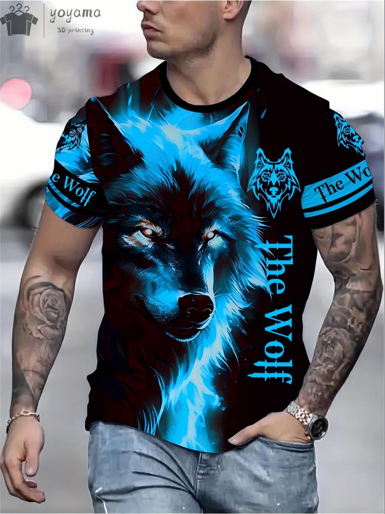 Men's T-Shirts Short Sleeve Beasts Graphic 3D Animal Printed Street Style Man Tops Oversized T-Shirt Casual O-Neck Harajuku Tee