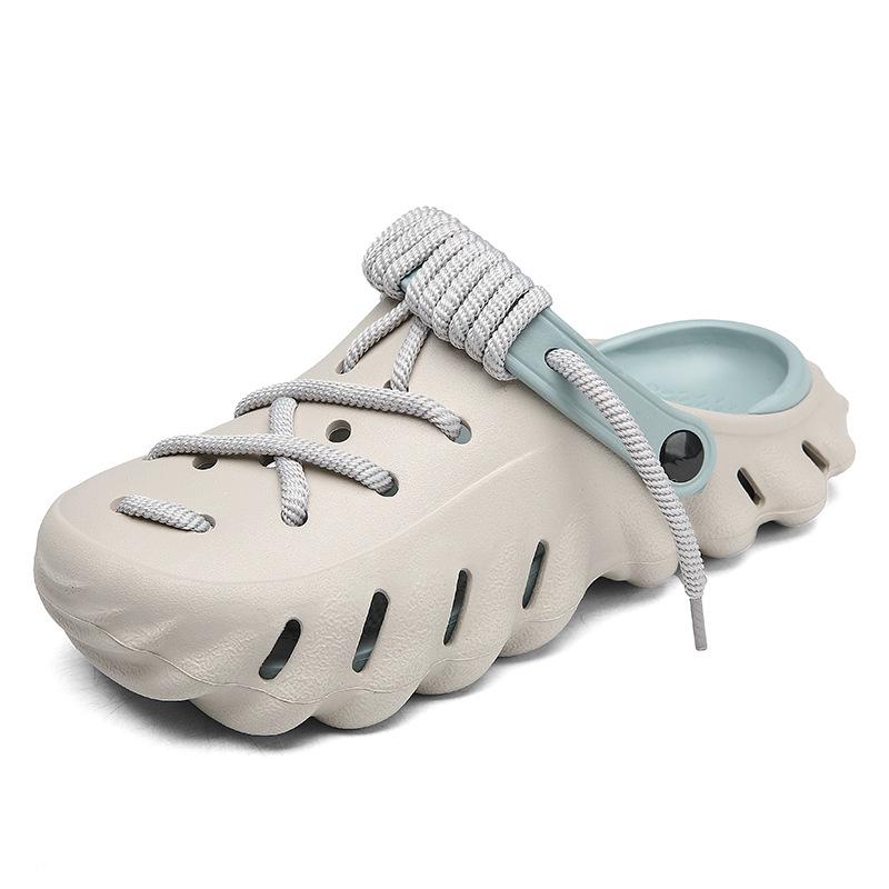 Мужские летние туфли с кокосовыми отверстиями - Нескользящие пляжные сандалии двойного назначения и спортивные шлепанцы