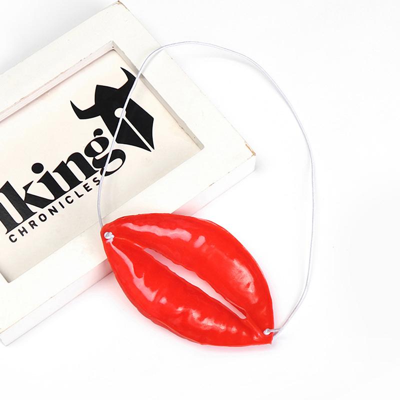 Props Jokes Sausage Red Lips Thick Big Mouth Halloween Funny Horror Latex Mask