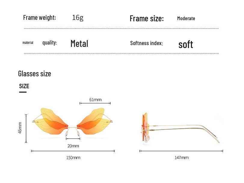 Трендовые безободковые солнцезащитные очки-градиент «Стрекоза» для женщин, 2024