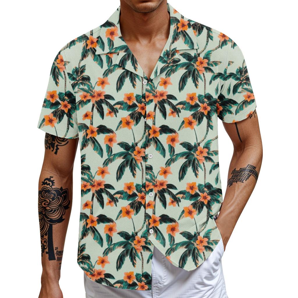 Мужская повседневная свободная рубашка с короткими рукавами, модная рубашка с принтом, топ