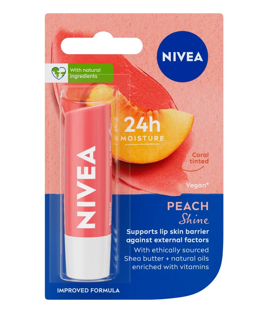Nivea Бальзам для губ «Фруктовый блеск», 4,8 г (персик)