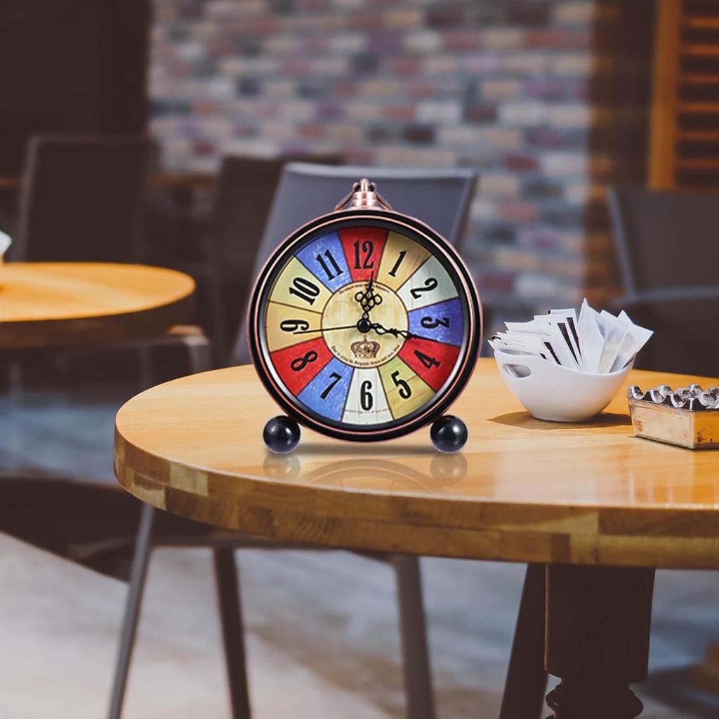 Retro Alarm Clock Metal Silent Table Desk Clock Non Ticking Quartz Movement Bedside Clock for Bedroom