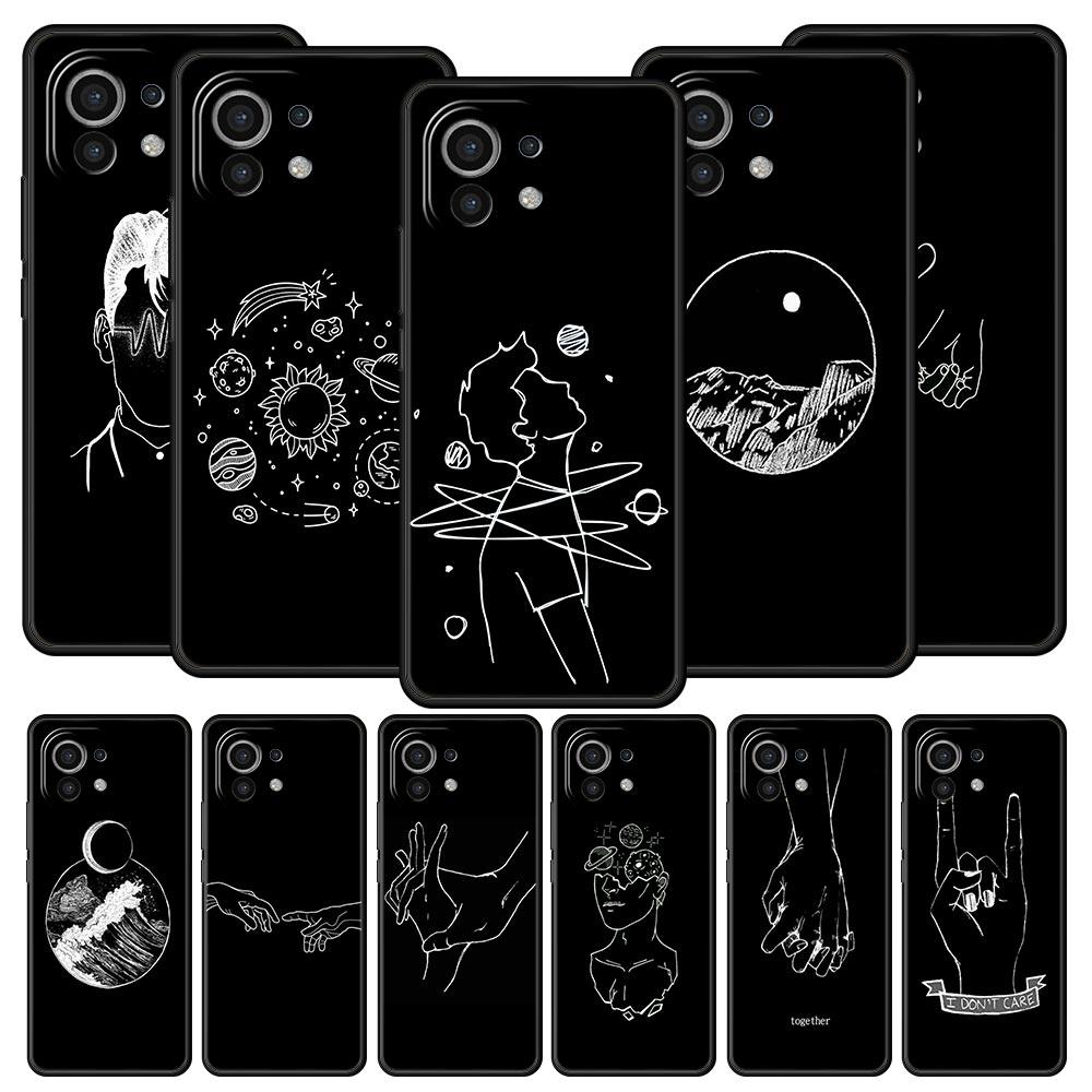 Модный чехол для телефона с черно-белыми линиями для Xiaomi 14 13T 12T Pro 12 13 11 Ultra Mi Note 10 Lite 10T 11X Pro 11T 11i 9T