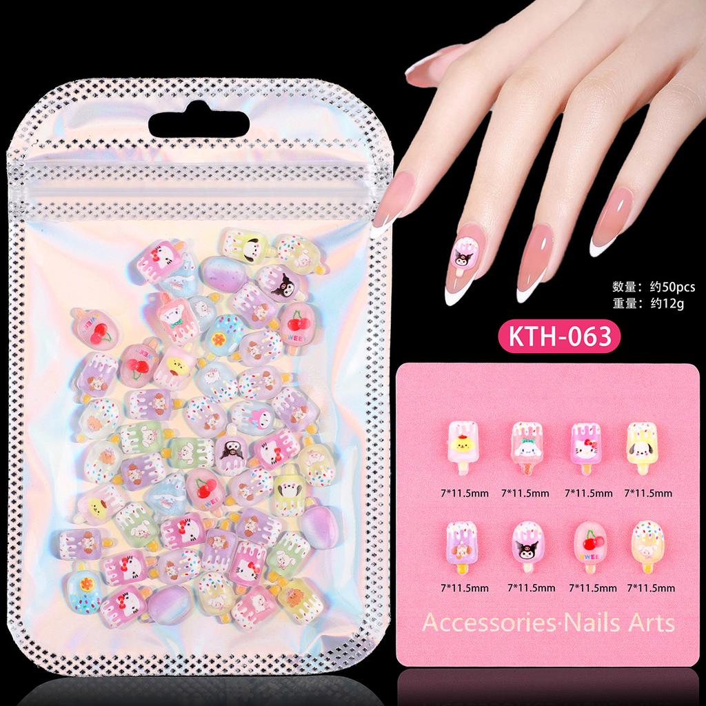 Nail Art Sweet Small Fresh Three-Dimensional Resin Candy Cookies Donuts Ice Cream Ice Cream Mixed Wear Nail Accessories