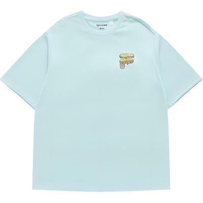 Fila Fusion Ice Cream Спортивная мода Принт Свободная Дофаминовая Дышащая Футболка с коротким рукавом Унисекс Топы Светло-голубой T11U226103A-LB