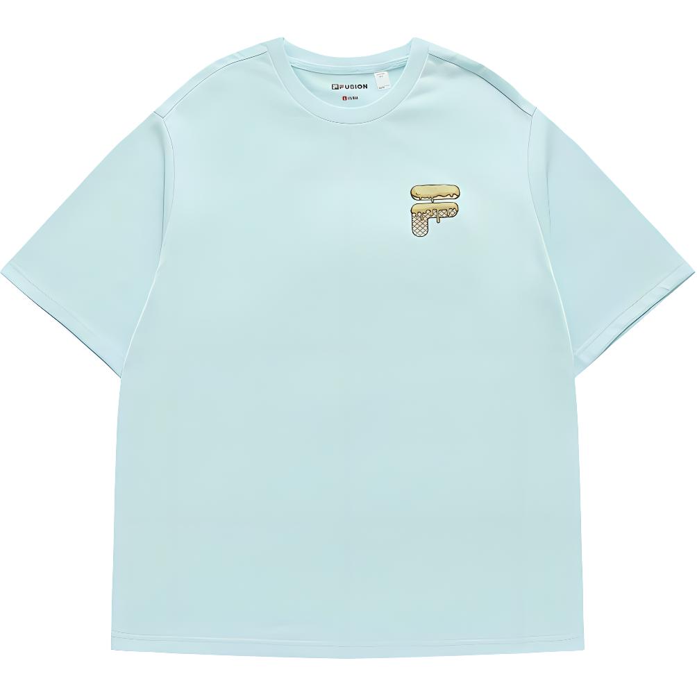 FILA Fusion Ice Cream Sports Fashion Printed Loose Dopamine Breathable Short Sleeve T-Shirt Unisex Tops Light-Blue T11U226103A-LB