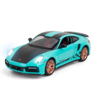 1/24 911 Turbo S Игрушечная модель легкосплавного автомобиля со звуком и светом, функция инерционного движения, имитация модели транспортного средства, коллекция, подарок для друга