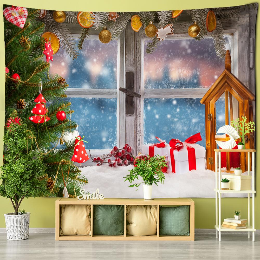 Снег за окном, Рождественский подарок, гобелен, настенный художественный мультяшный психоделический колдовство, домашний декор