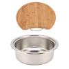 360x120mm 14.17x4.72in RV 304 Stainless Steel Sink Round Hand Wash Basin Sink with Bamboo Chopping Block for Boat