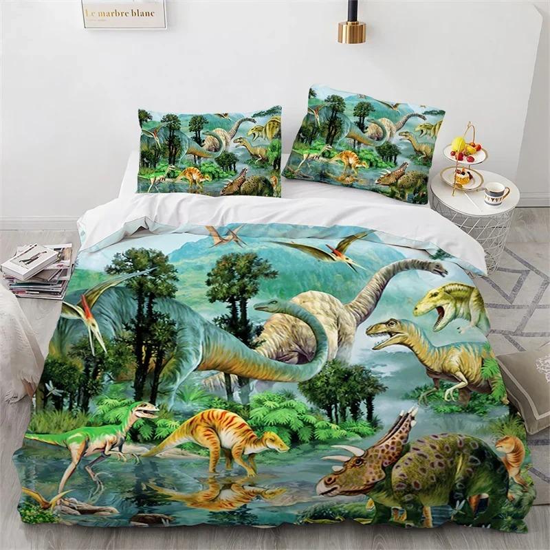 Jurassic World Park Dinosaur Bedding Set Boys Girls Twin Queen Size Duvet Cover Pillowcase Bed Kids Adult Home Textileextile