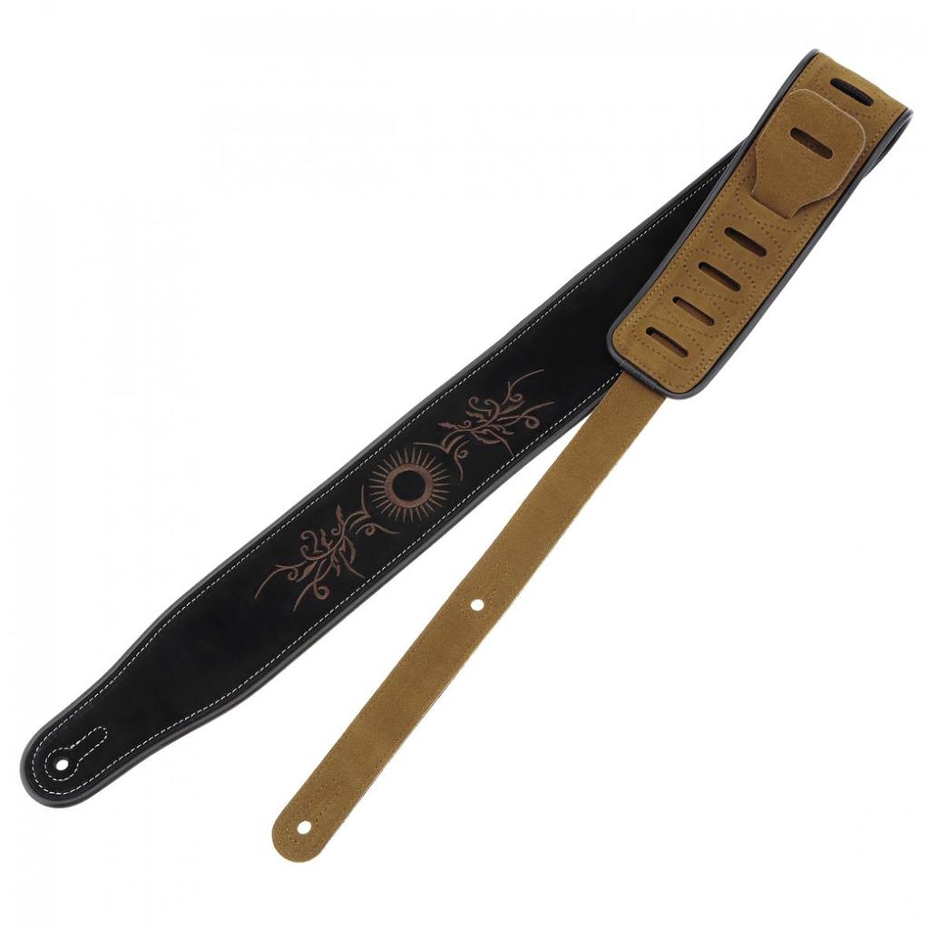 Ремешок для гитары из коровьей замши с цветочным узором и вышивкой с антифрикционным дизайном для электробаса