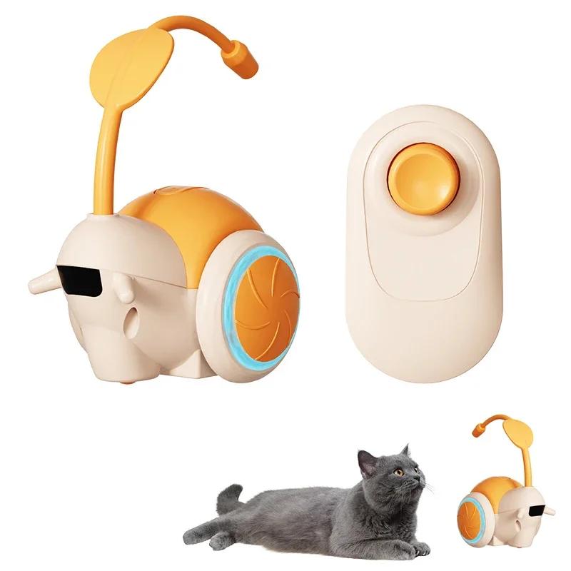 Cat Toys Car for Bored Indoor Adult Cats Remote Control Cat Toy with 4 Directions LED Lights Interactive Remote Control Toy