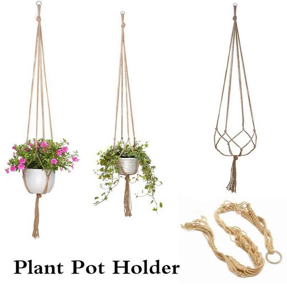 Vintage Lifting Decoration Basket Rope Plant Hanger Home Garden Flowerpot Holder
