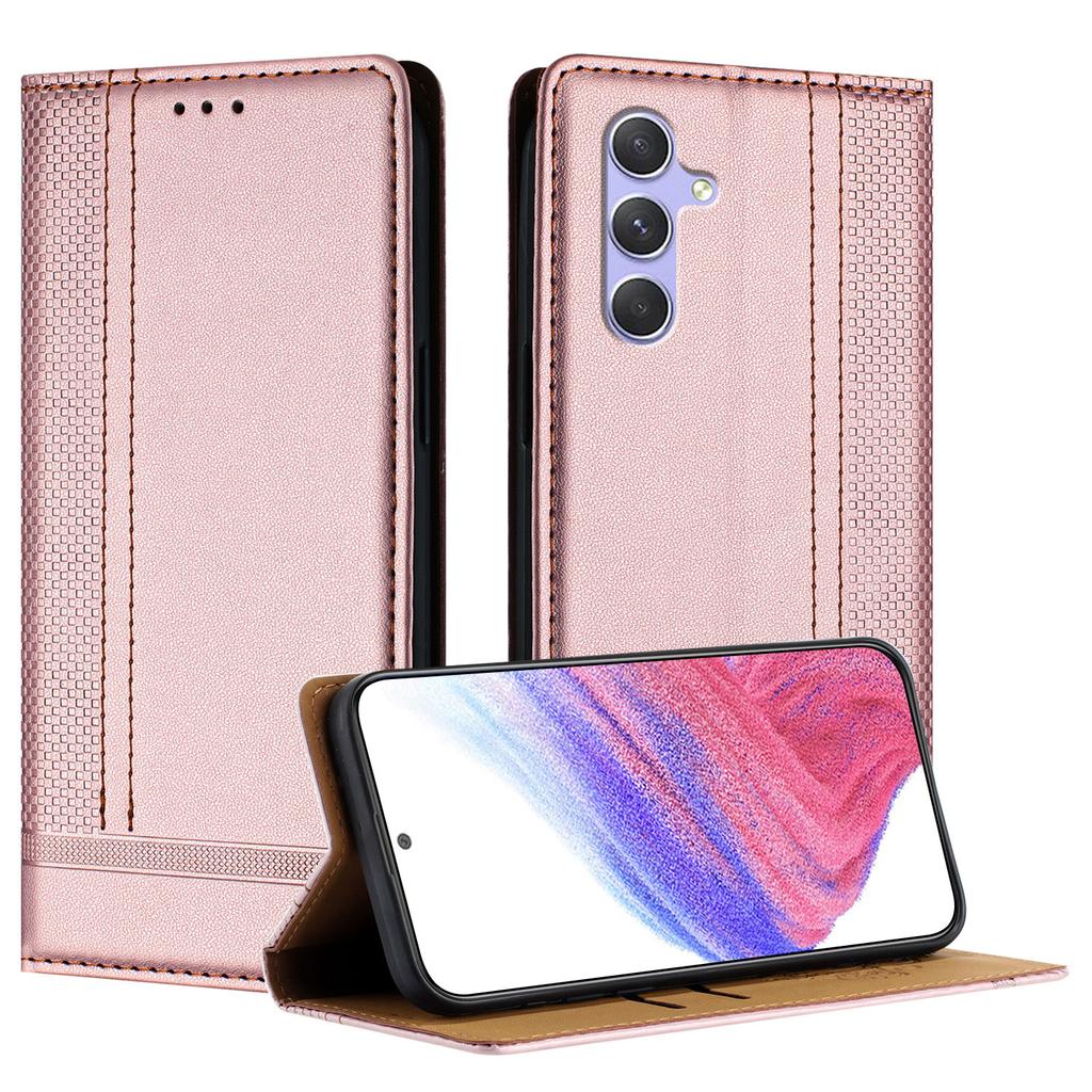 For Samsung Galaxy A54 5G Case L-Shaped Grid Pattern Leather Stand Phone Cover with Card Slots