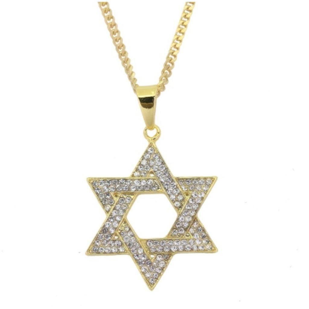 Новый узор Стразы Подвеска Звезда Ожерелье Модное ожерелье Кубинская цепь Ожерелье Хип-хоп Блинг-блинг Ювелирные изделия