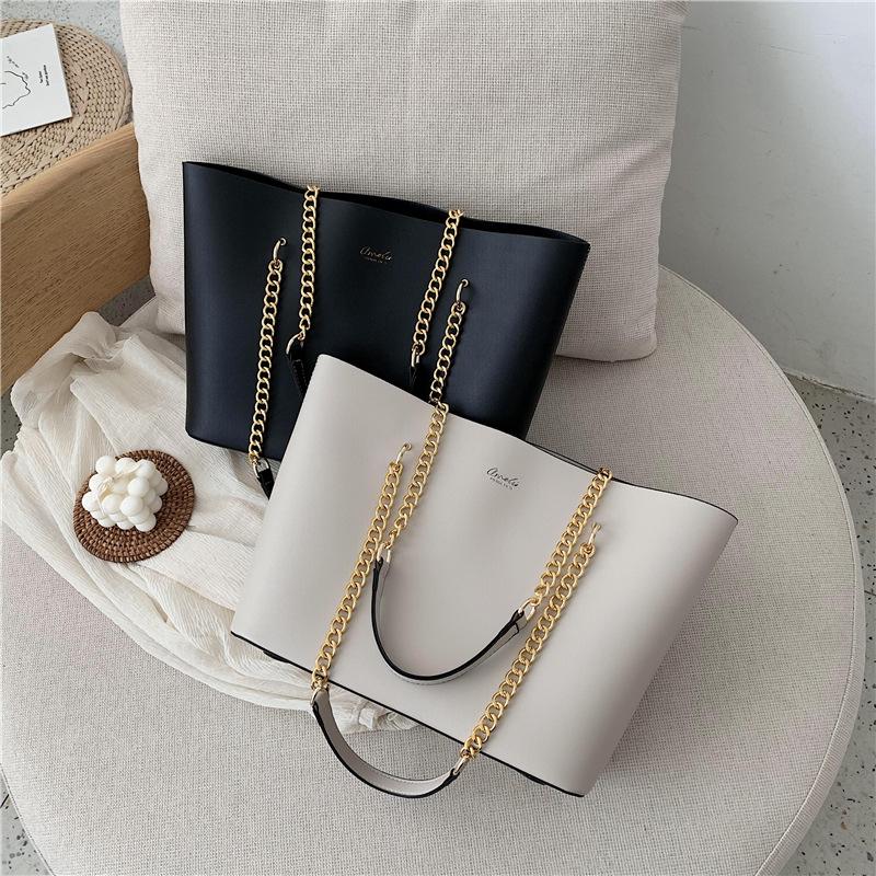 2025 Spring/Fall Women's Large Capacity Korean Style Chain Shoulder Tote - Fashionable, Versatile, Commute Bag
