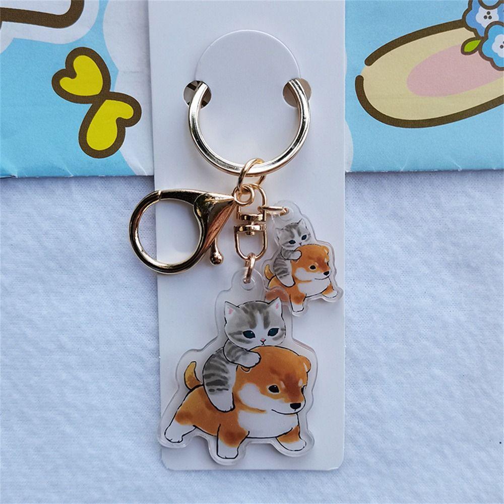 Прозрачный брелок для ключей в виде кошки, акриловый брелок в виде кошки, креативный брелок для ключей в виде собаки, подвеска на сумку