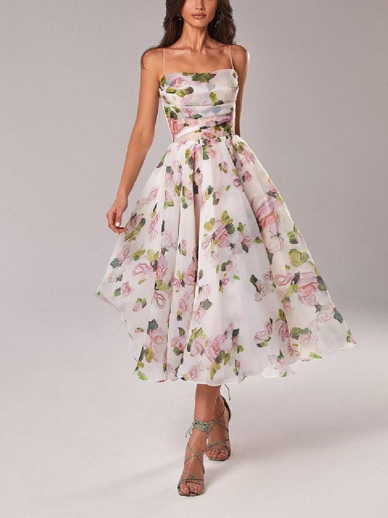 2021 Summer Women's Sleeveless Printed Swing Dress