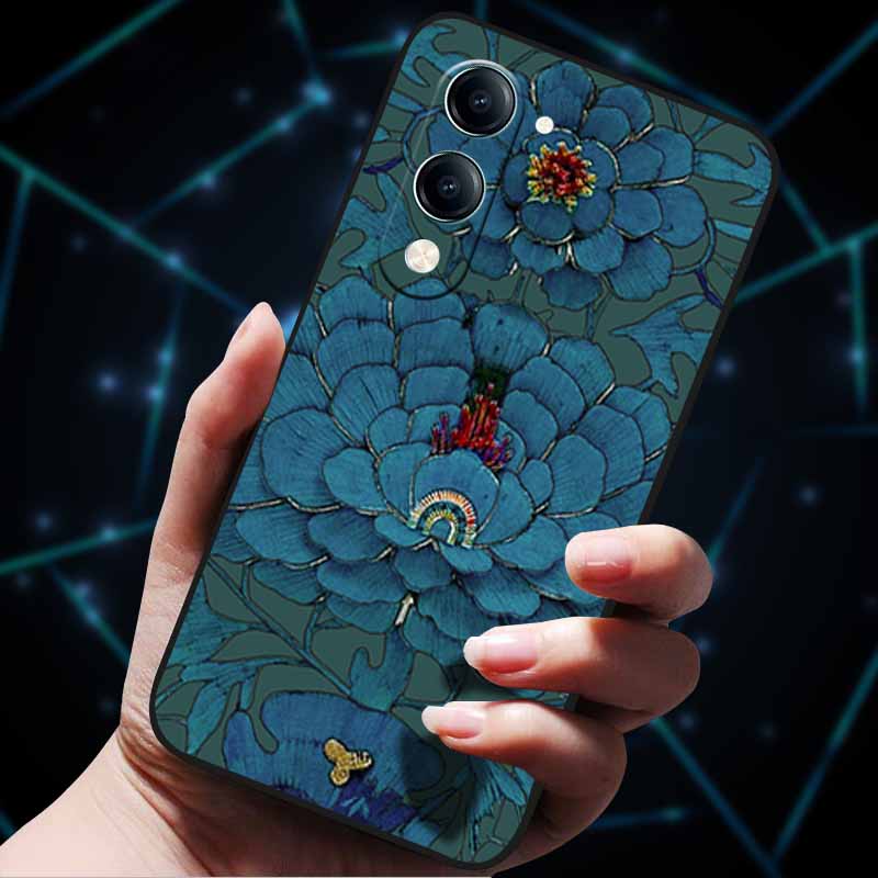 For Vivo Y04 4G Case Soft Silicone Bumper 3D Flowers Emboss Phone Cases for Vivo Y04 4G Back Cover Shell VivoyY04 4G Bag