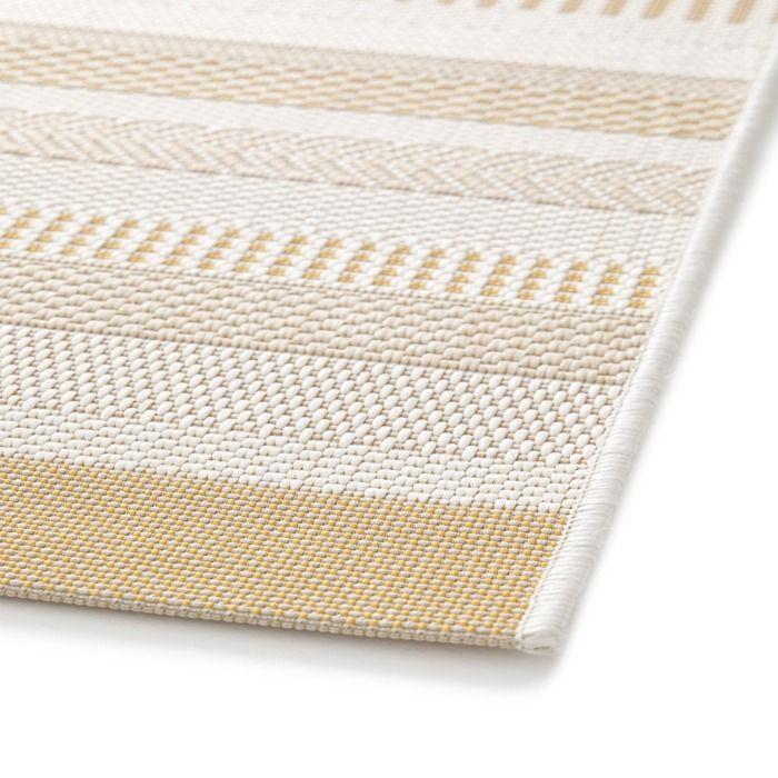 Tapis extérieur intérieur moderne lignes jaune beige 160x230