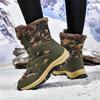 Army Green Camo High-Top Fleece-Lined Snow Boots for Men – Plus Size, Thick-Soled, Warm Winter Footwear