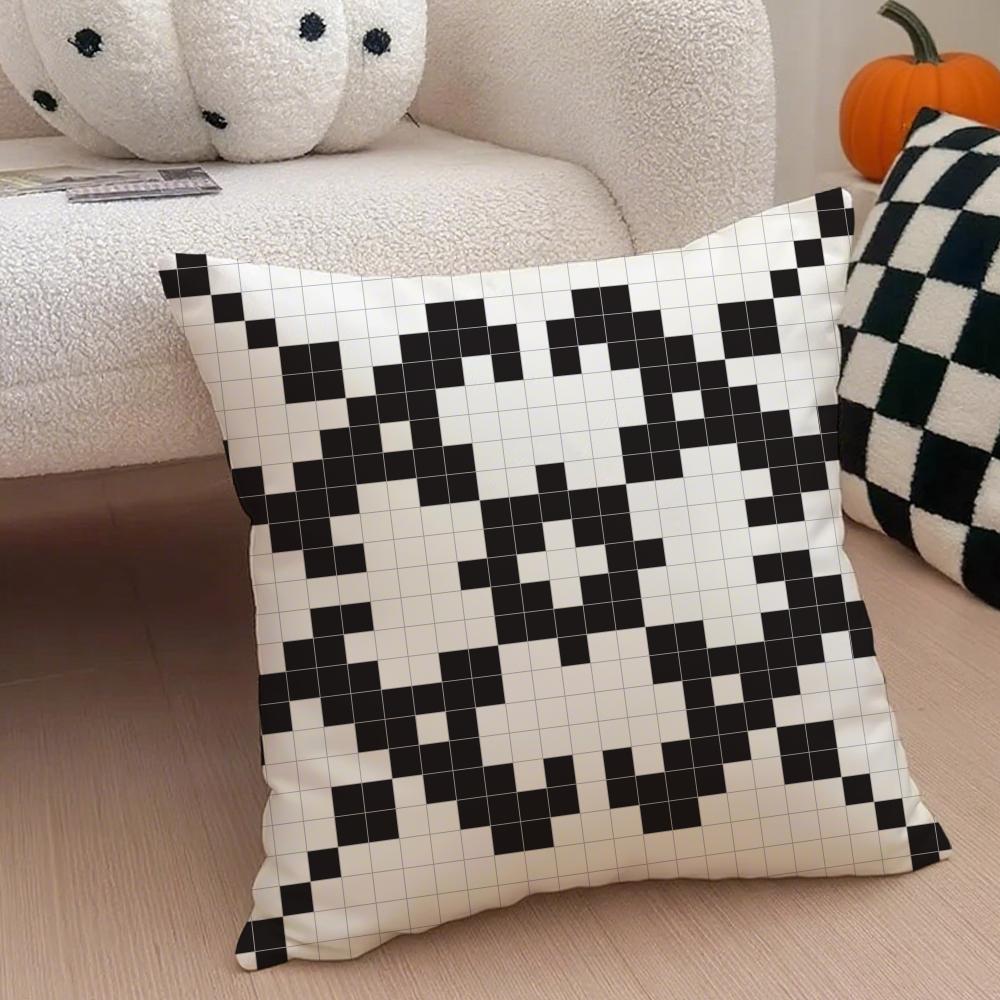 Retro Pixelated Ar Pixel Print Texture Cushion Cover Throw Pillow Cover Hidden Button Durable Polyester Chair Cushion