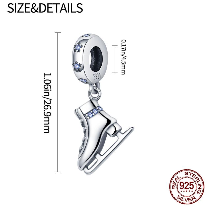 Sport Love Dangle Charm Fit Bracelet Necklace 925 Sterling Silver Skate Shoes Football Beads Pendant 925 Silver Original Jewelry