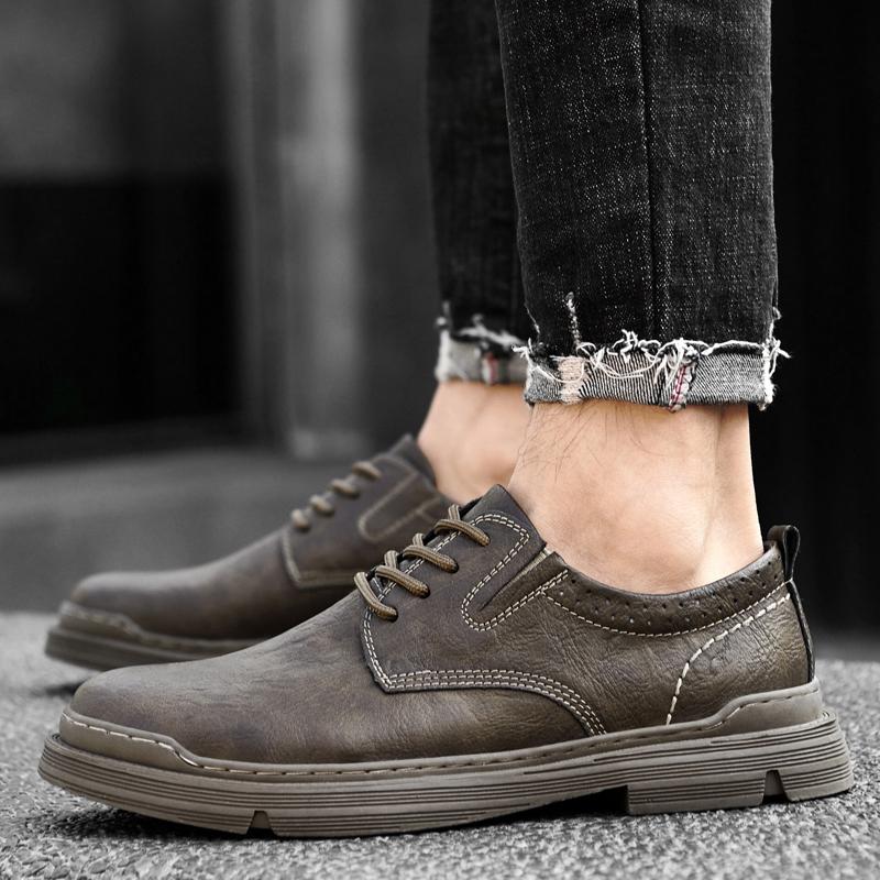 Мужская кожаная повседневная обувь первого слоя, универсальная износостойкая рабочая обувь, нескользящая походная обувь для скалолазания