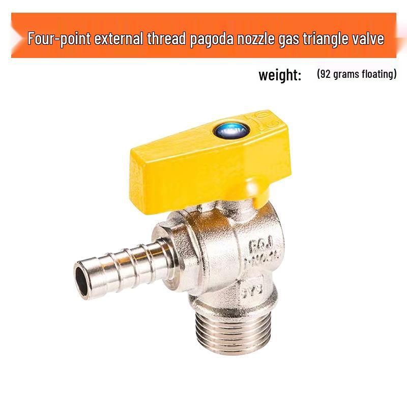 Thickened All-Copper 4-Point Natural Gas Ball Valve with Internal/External Thread and Single Nozzle Tee Switch