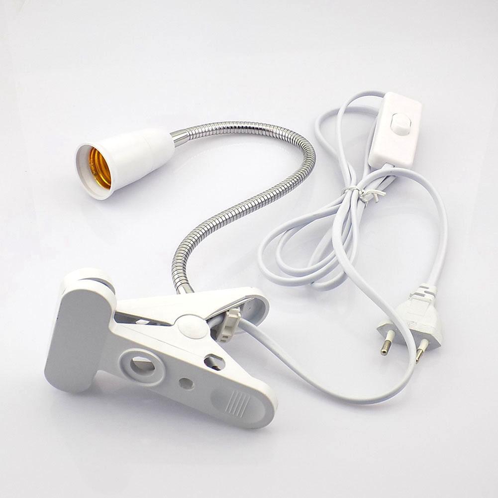 Гибкий держатель настольной лампы на 360 градусов E27, базовая розетка, зажимной кабель с выключателем для домашнего освещения для выращивания растений